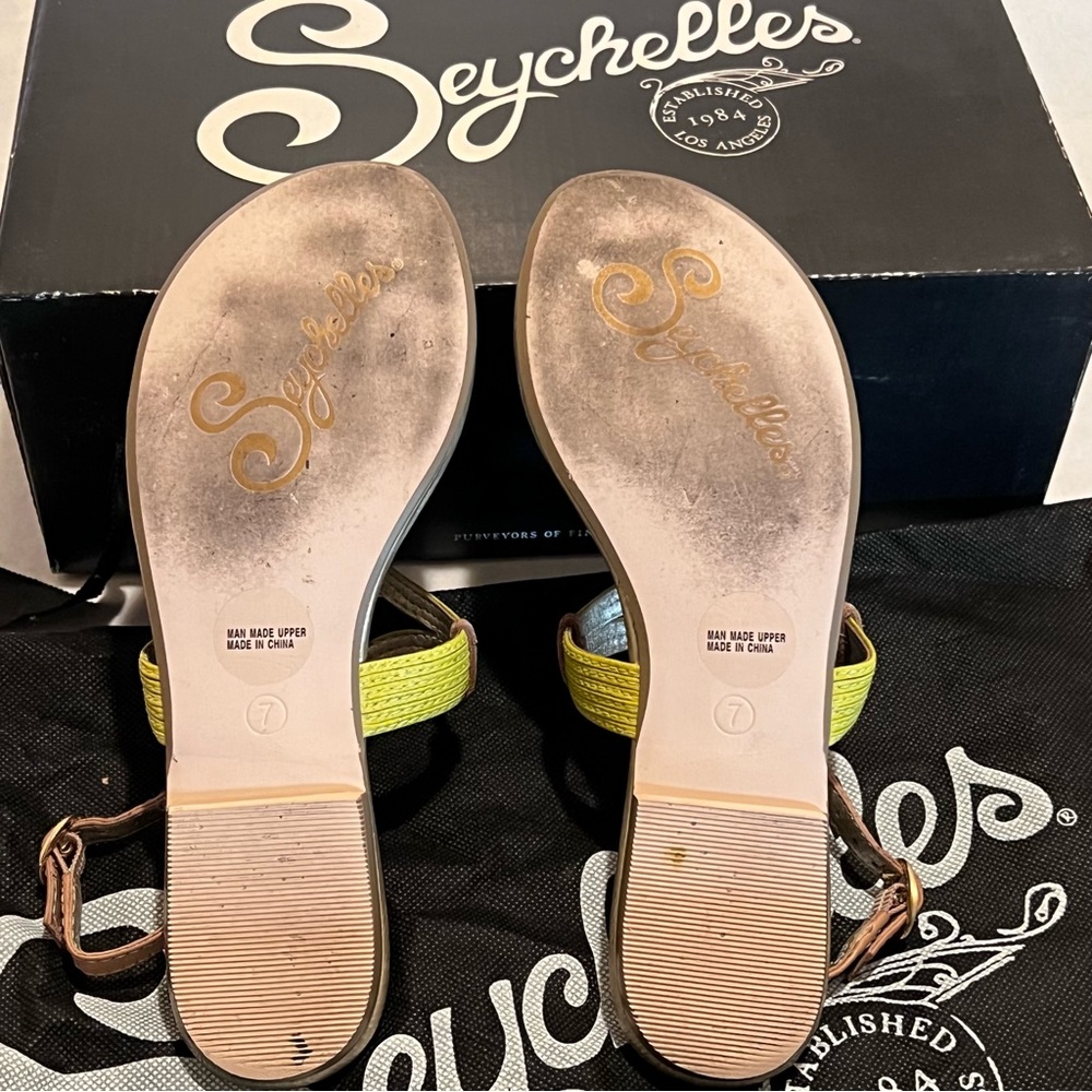 Seychelles Long Lost Twin Thong Sandals Yellow Size 7 - Picture 4 of 12